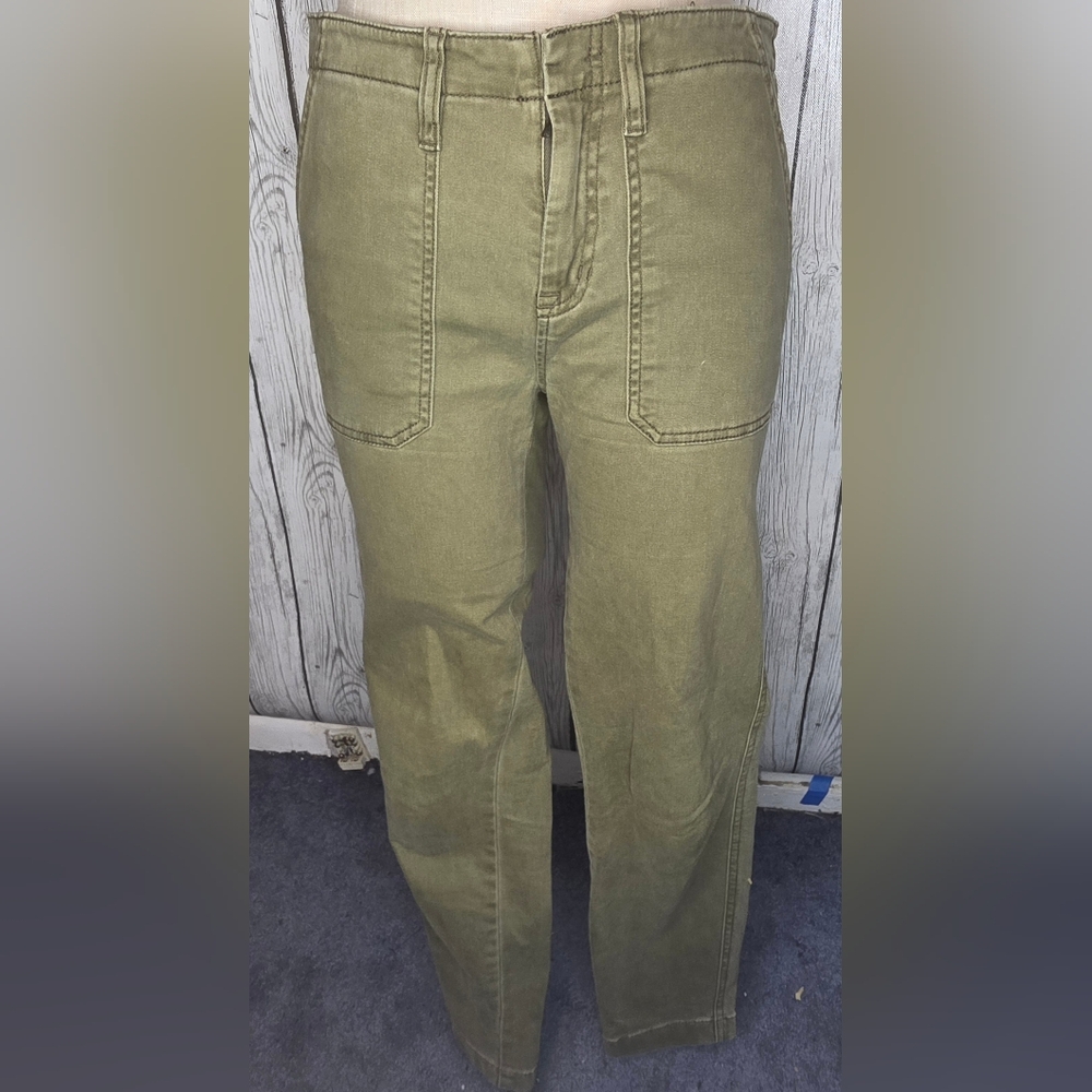 J. Crew Stretch Slim Patch Pocket Utility Chino Pants Olive Green Size 28
